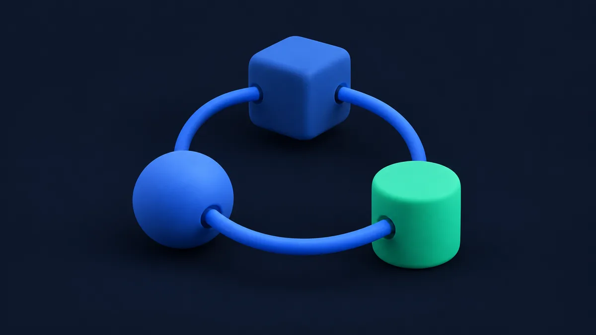 Three rounded shapes joined in a loop on a dark background.
