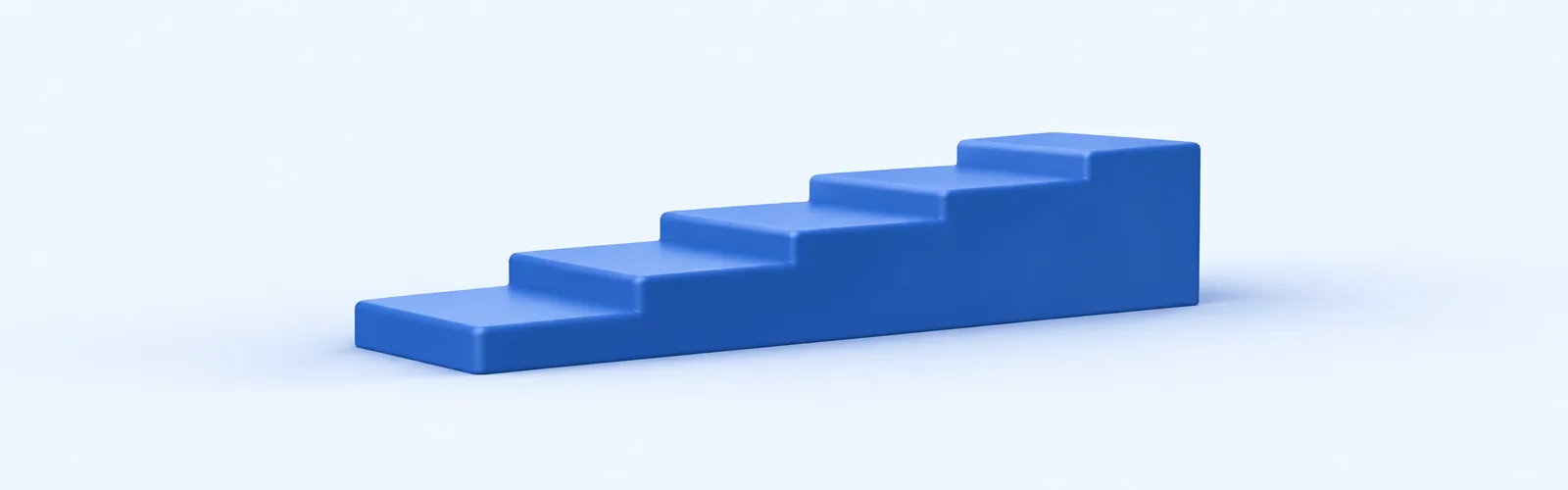 A short blue staircase with five steps.